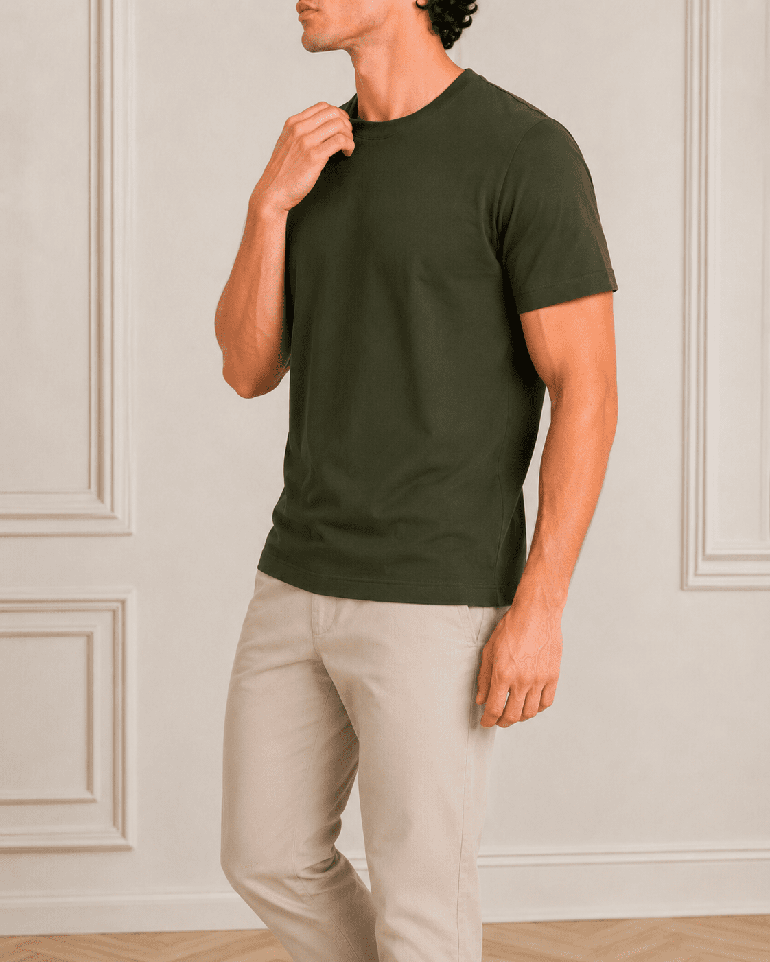 AM SIGNATURE ESSENTIAL COTTON T-SHIRT - OLIVE GREEN