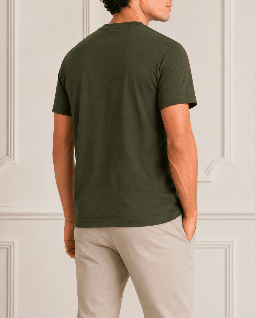 AM SIGNATURE ESSENTIAL COTTON T-SHIRT - OLIVE GREEN