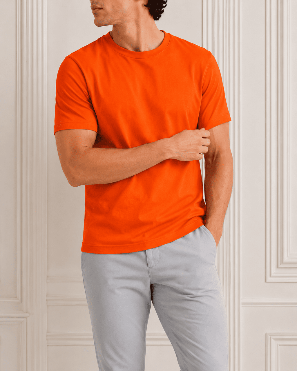 AM SIGNATURE ESSENTIAL COTTON T-SHIRT - ORANGE