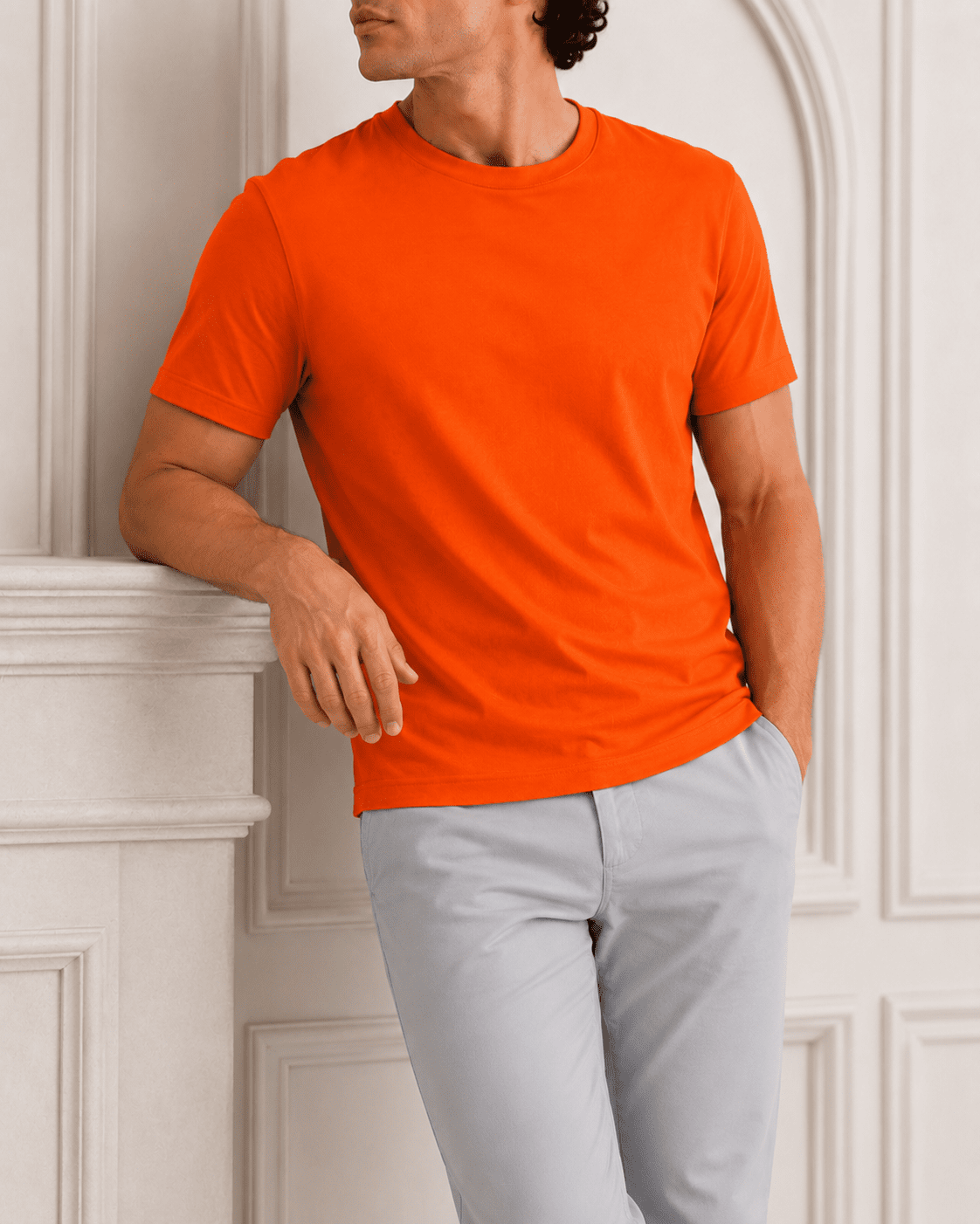 AM SIGNATURE ESSENTIAL COTTON T-SHIRT - ORANGE