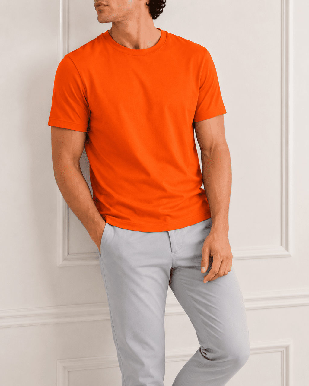 AM SIGNATURE ESSENTIAL COTTON T-SHIRT - ORANGE
