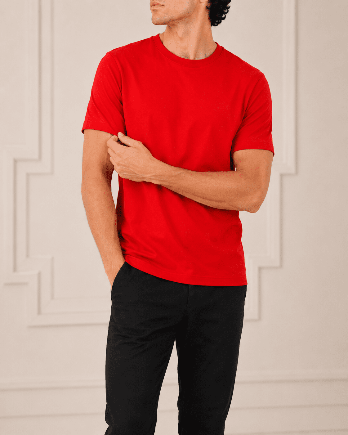 AM SIGNATURE ESSENTIAL COTTON T-SHIRT - RED