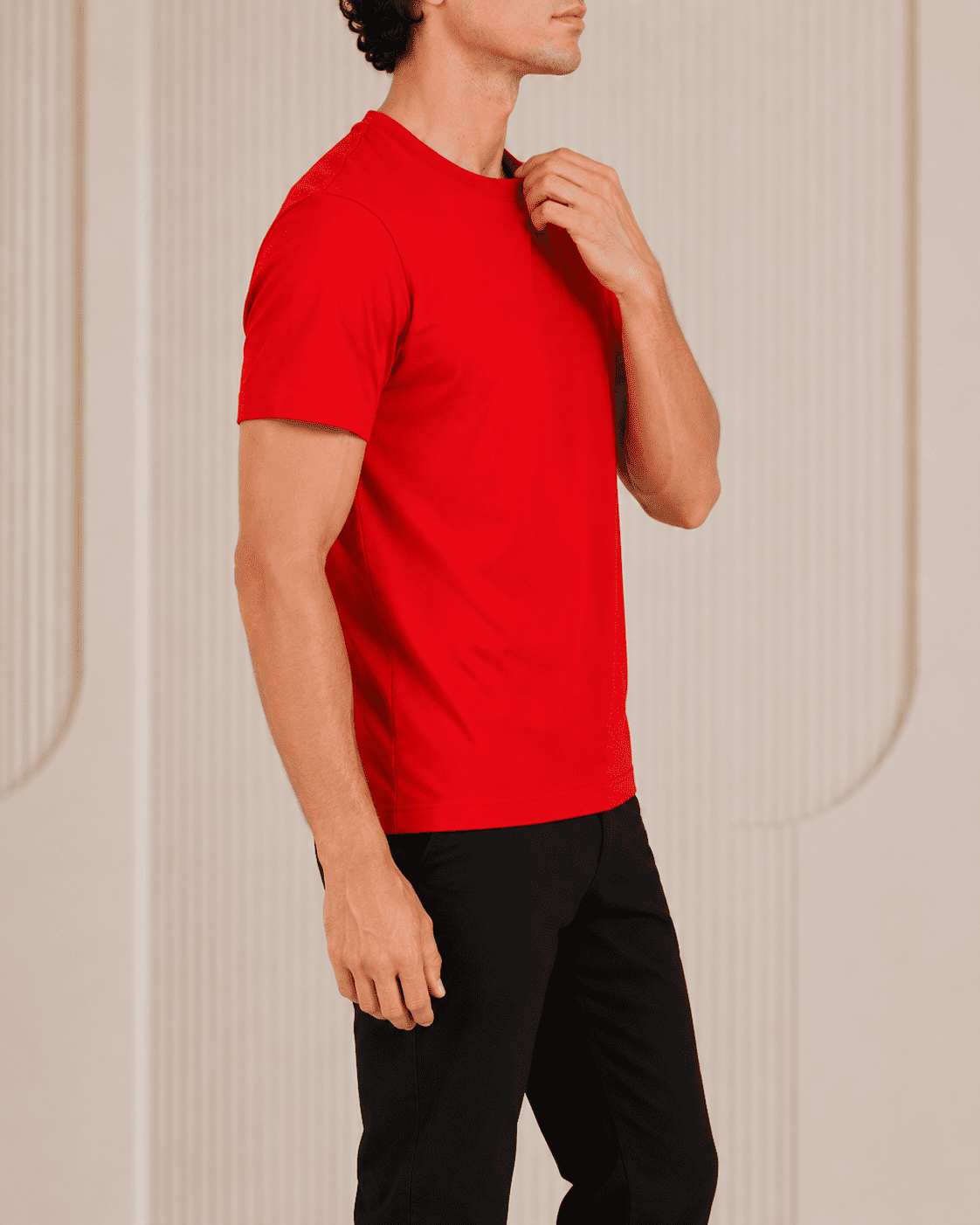 AM SIGNATURE ESSENTIAL COTTON T-SHIRT - RED