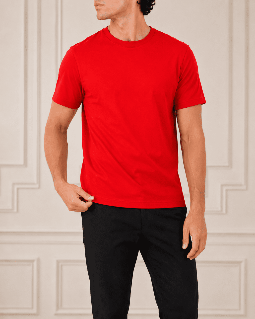AM SIGNATURE ESSENTIAL COTTON T-SHIRT - RED