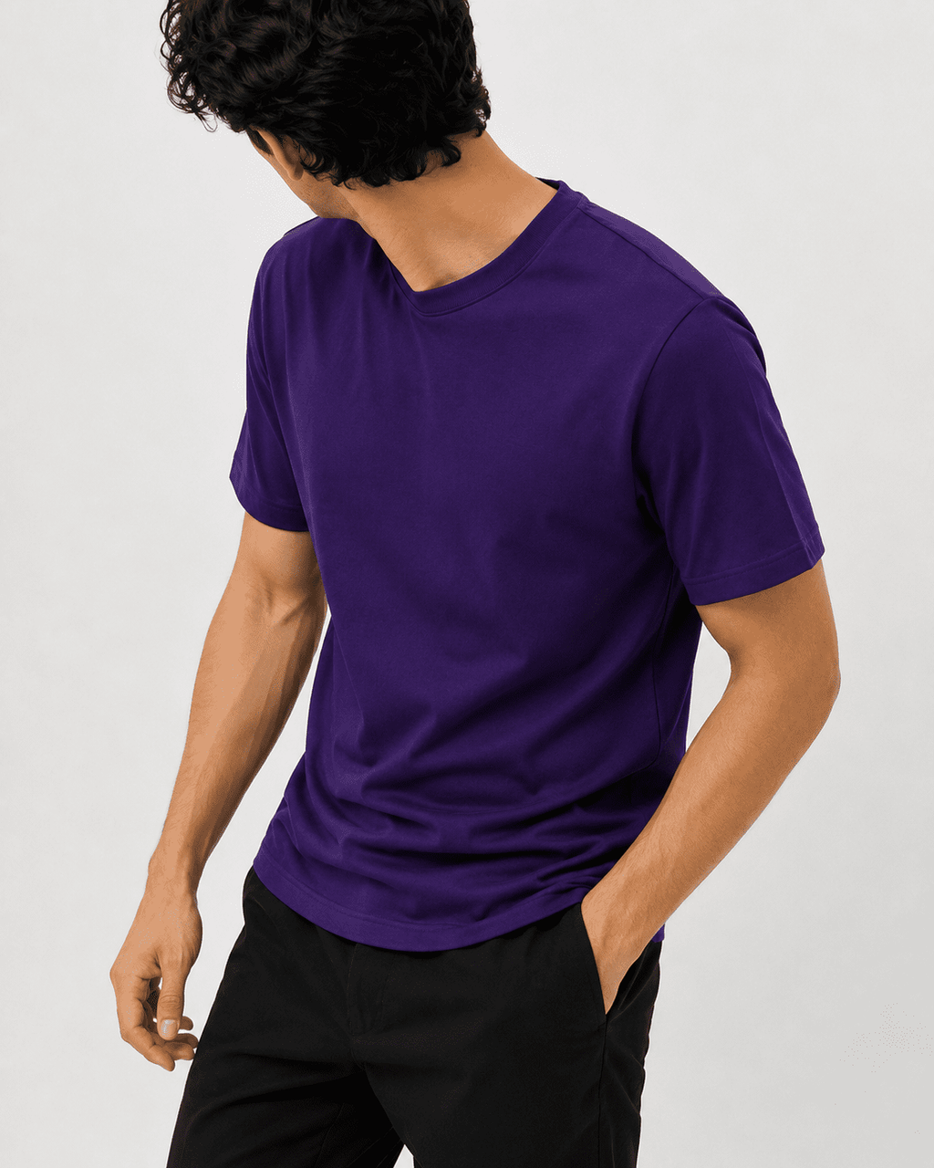 AM SIGNATURE ESSENTIAL COTTON T-SHIRT - ROYAL PURPLE