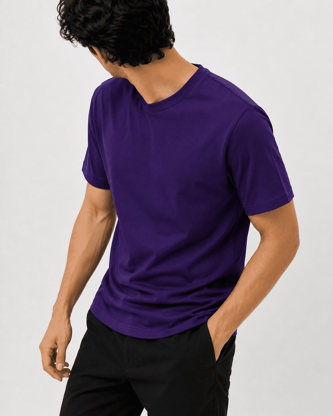 AM SIGNATURE ESSENTIAL COTTON T-SHIRT - ROYAL PURPLE