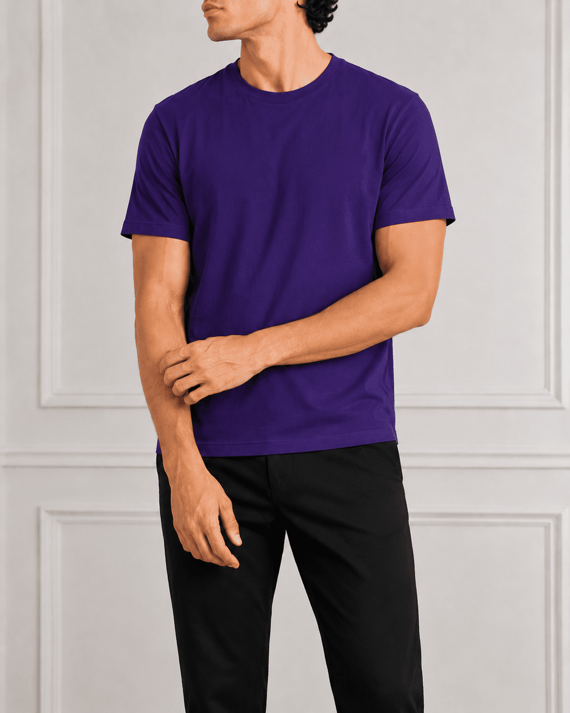 AM SIGNATURE ESSENTIAL COTTON T-SHIRT - ROYAL PURPLE