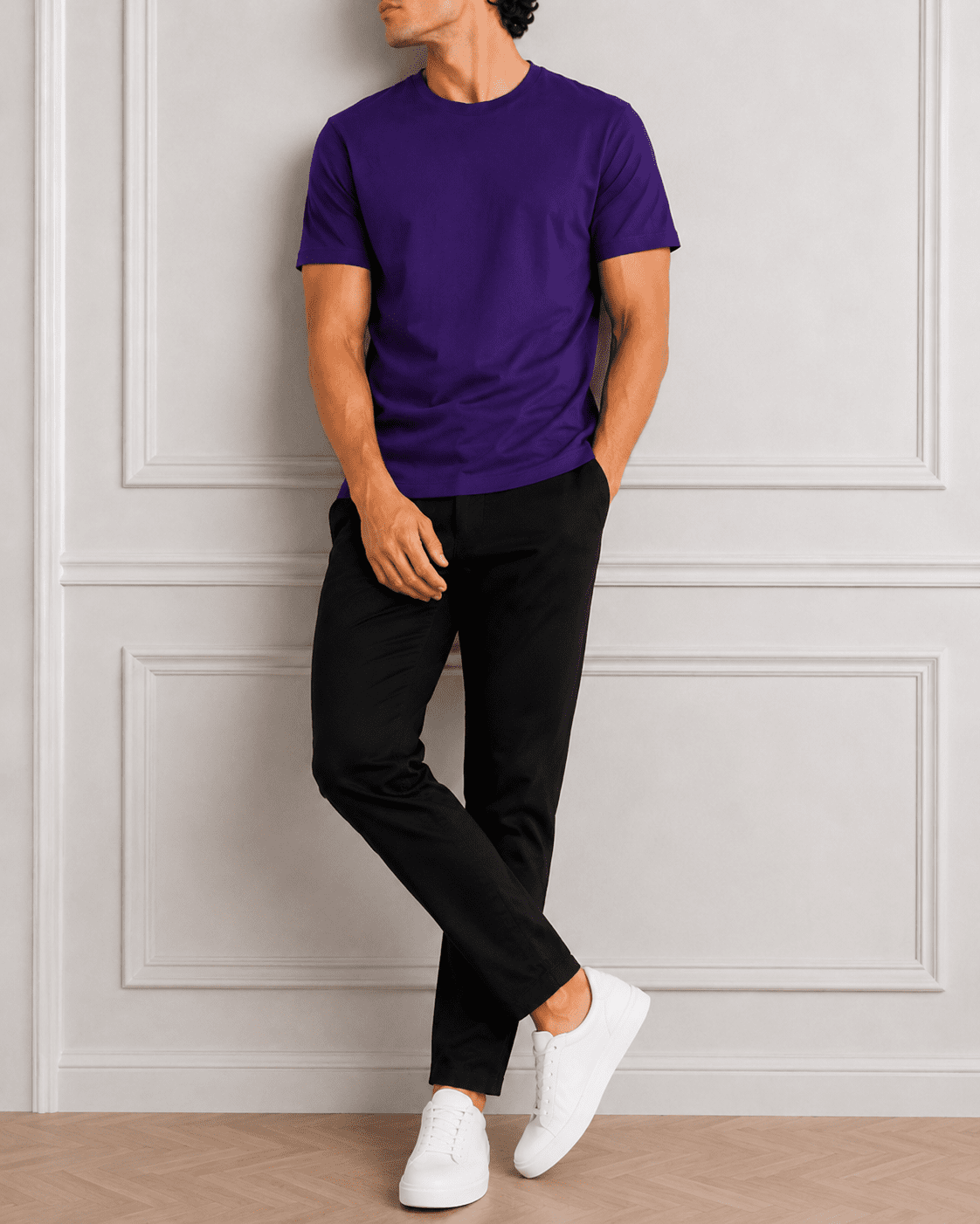 AM SIGNATURE ESSENTIAL COTTON T-SHIRT - ROYAL PURPLE
