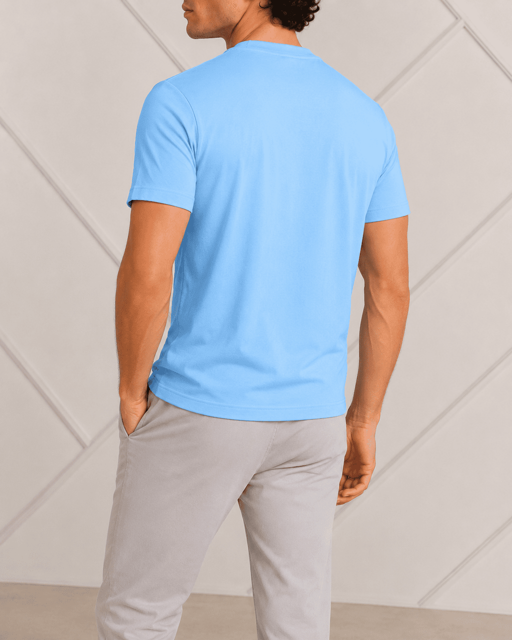 AM SIGNATURE ESSENTIAL COTTON T-SHIRT - SKY BLUE