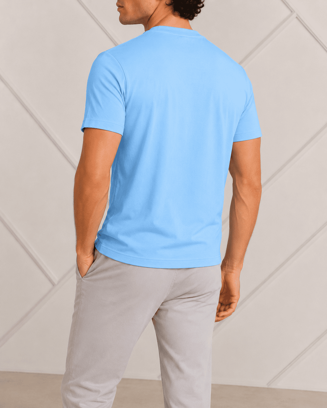 AM SIGNATURE ESSENTIAL COTTON T-SHIRT - SKY BLUE