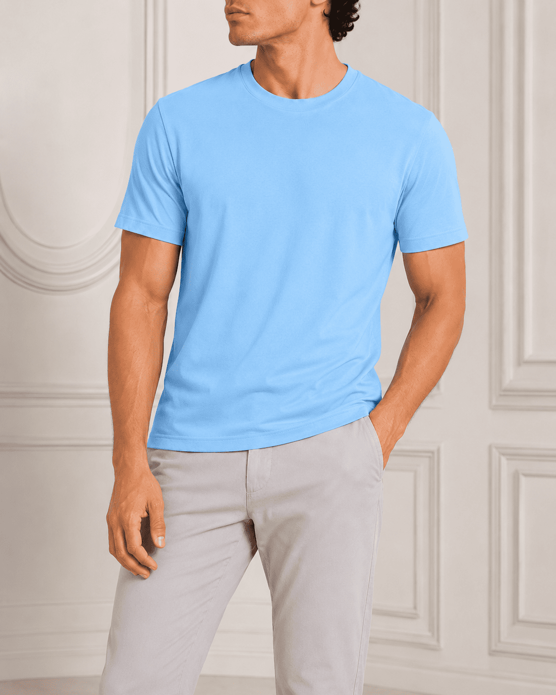 AM SIGNATURE ESSENTIAL COTTON T-SHIRT - SKY BLUE