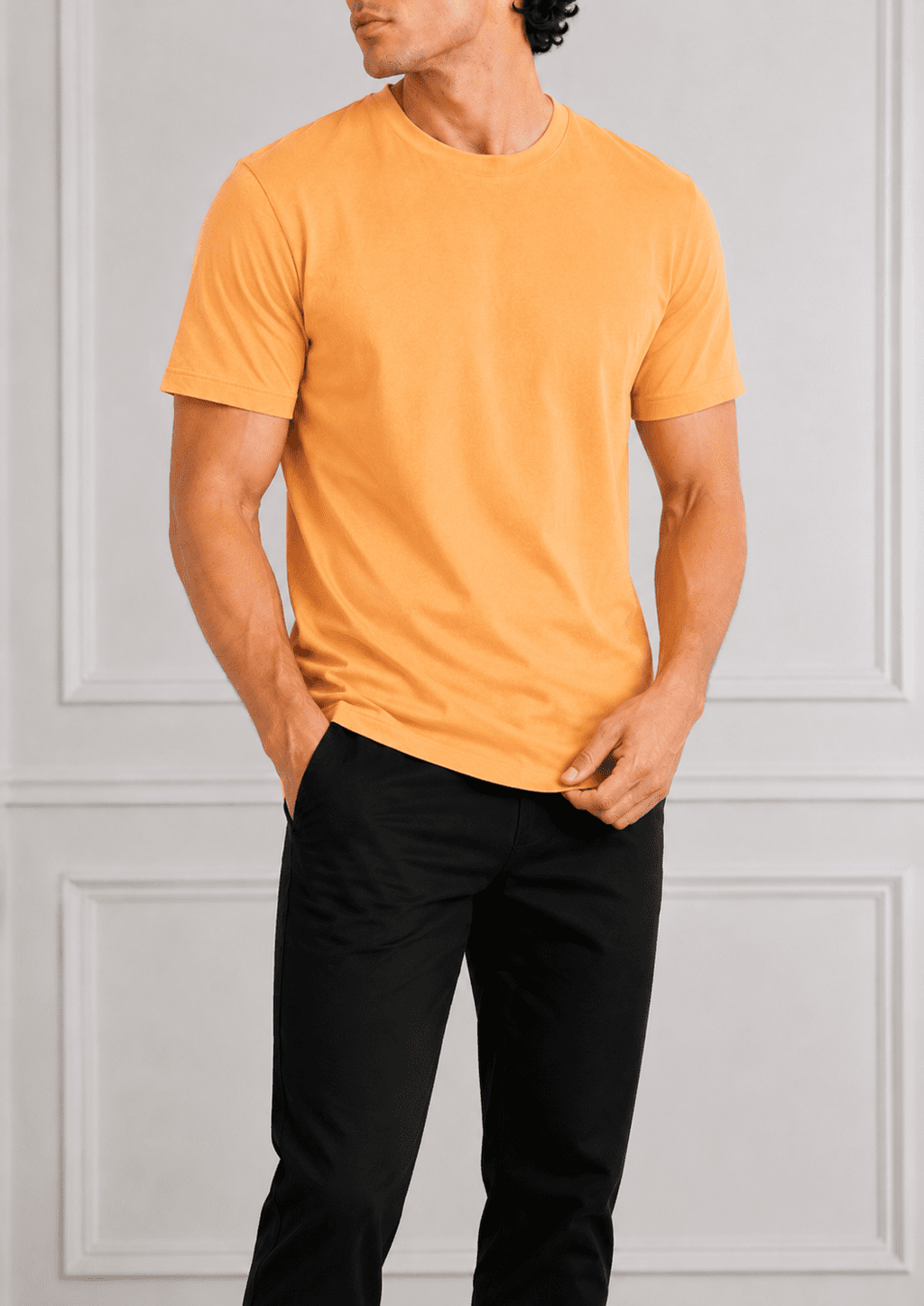 AM SIGNATURE ESSENTIAL COTTON T-SHIRT - SUNSET PEACH