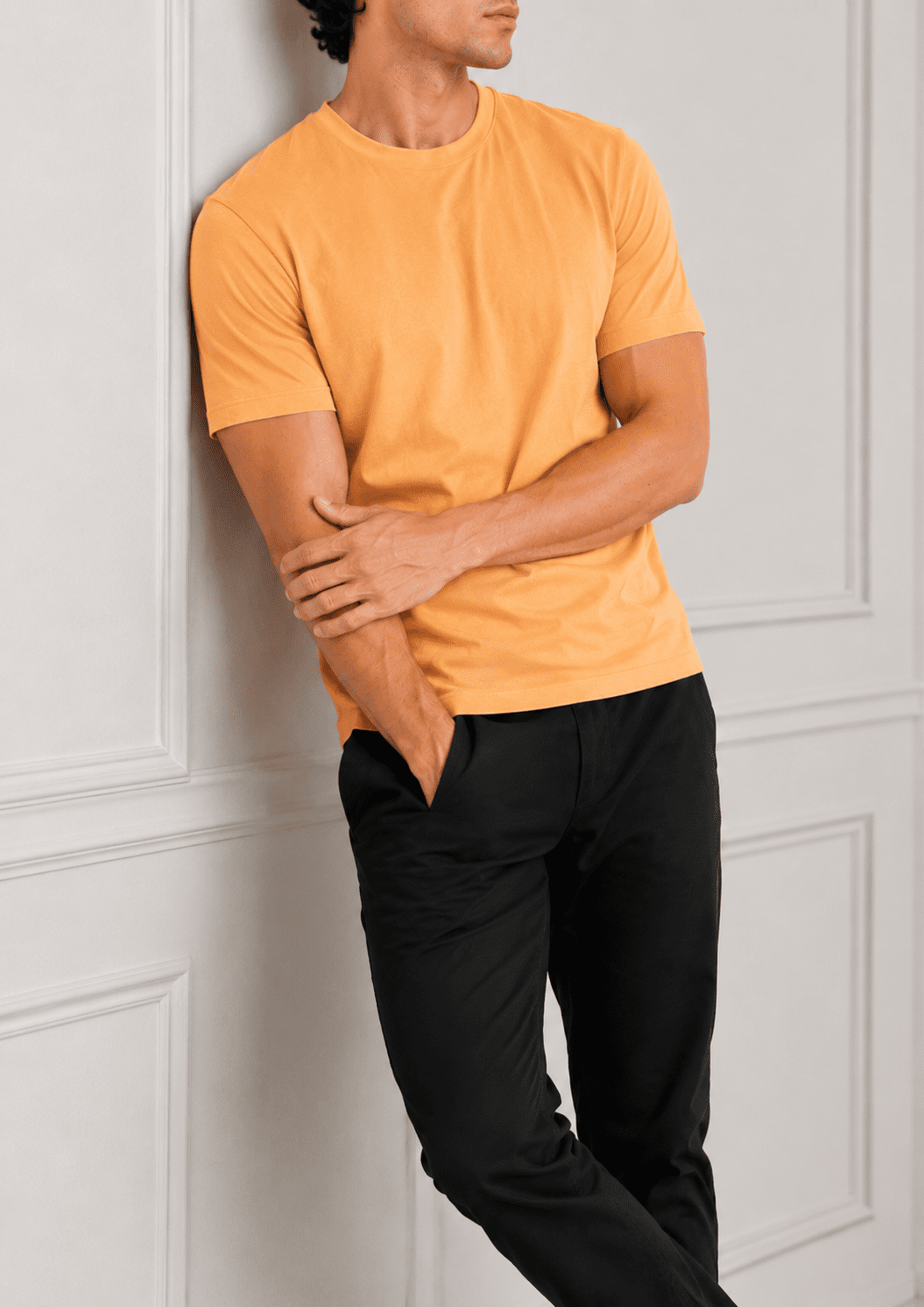 AM SIGNATURE ESSENTIAL COTTON T-SHIRT - SUNSET PEACH
