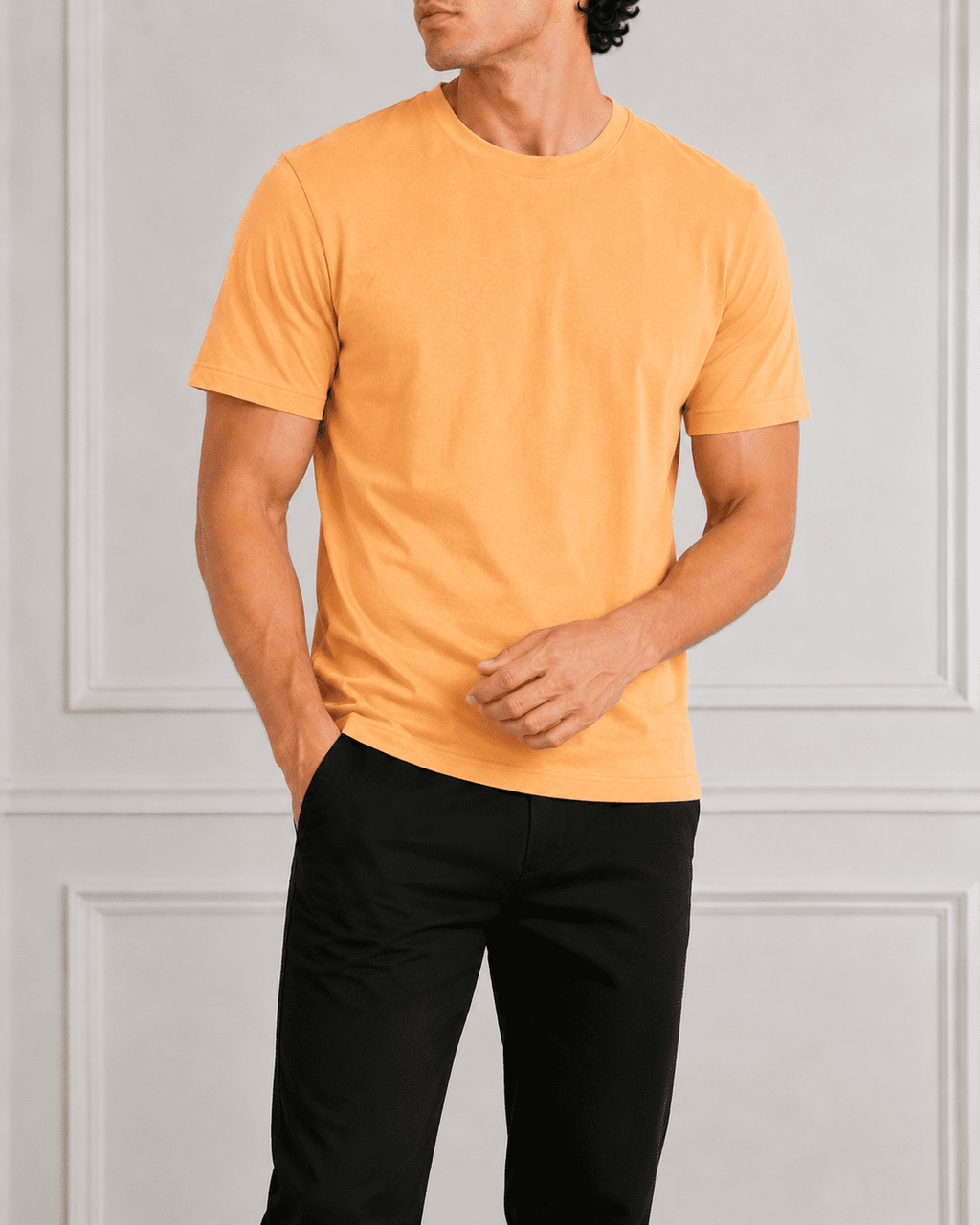 AM SIGNATURE ESSENTIAL COTTON T-SHIRT - SUNSET PEACH