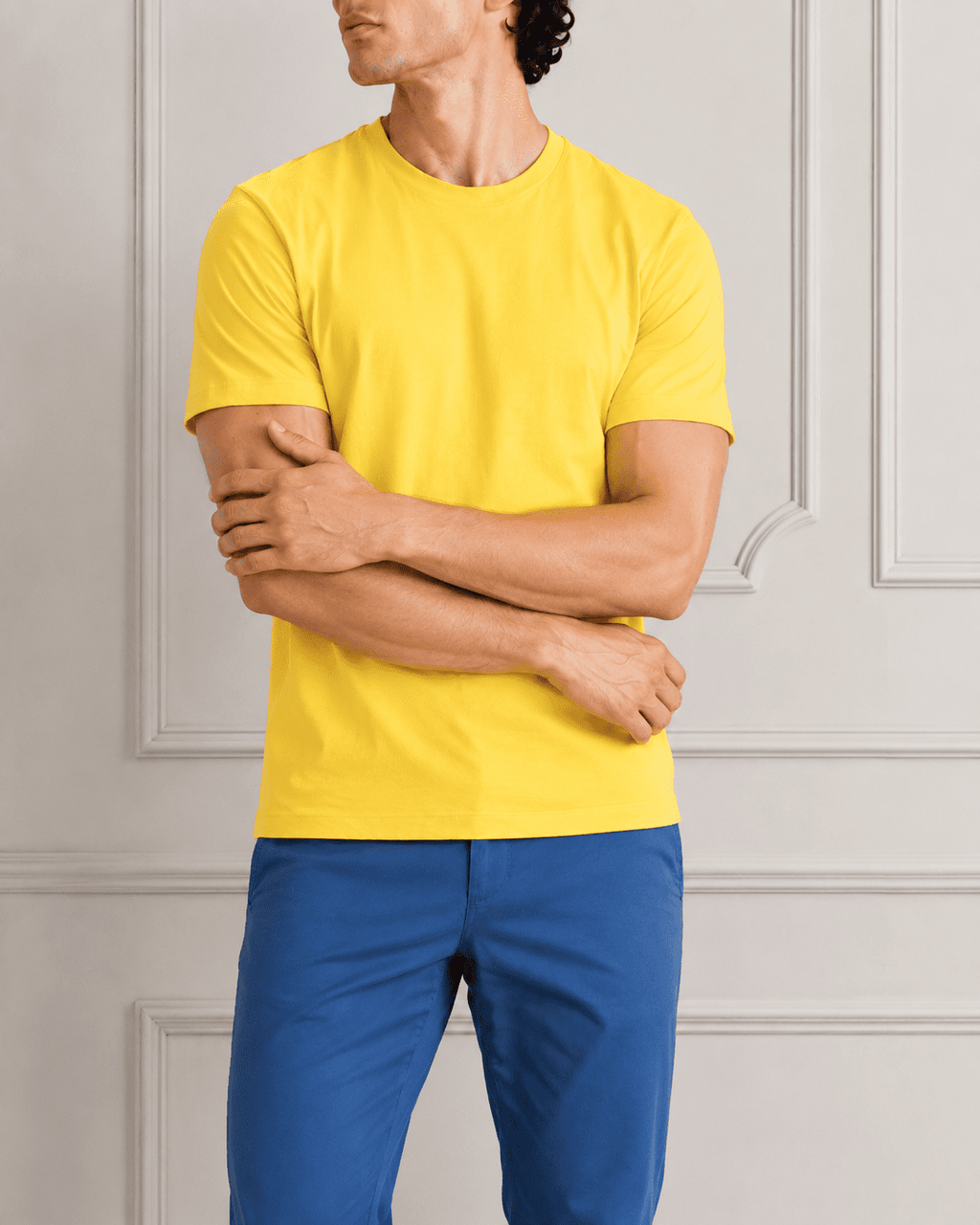 AM SIGNATURE ESSENTIAL COTTON T-SHIRT - YELLOW