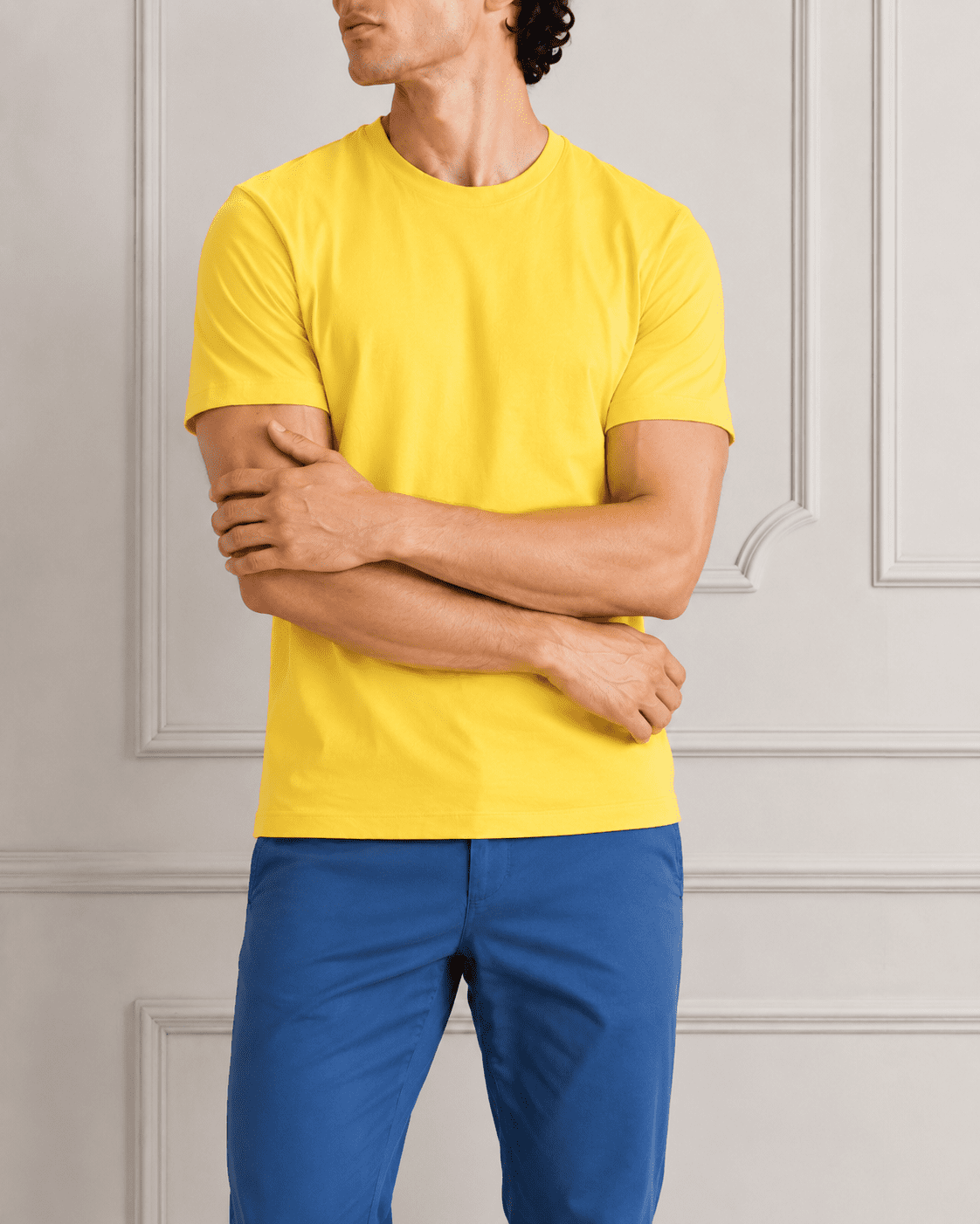 AM SIGNATURE ESSENTIAL COTTON T-SHIRT - YELLOW