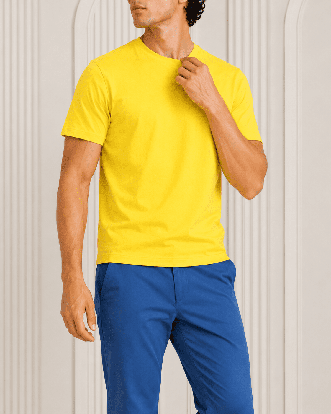 AM SIGNATURE ESSENTIAL COTTON T-SHIRT - YELLOW
