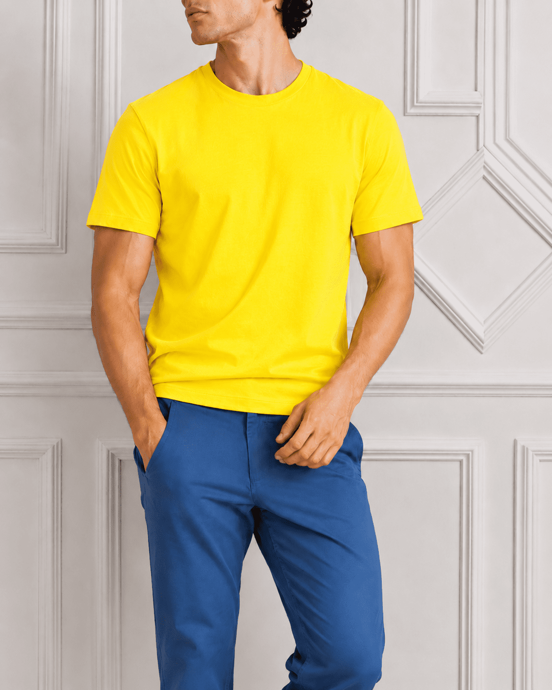 AM SIGNATURE ESSENTIAL COTTON T-SHIRT - YELLOW