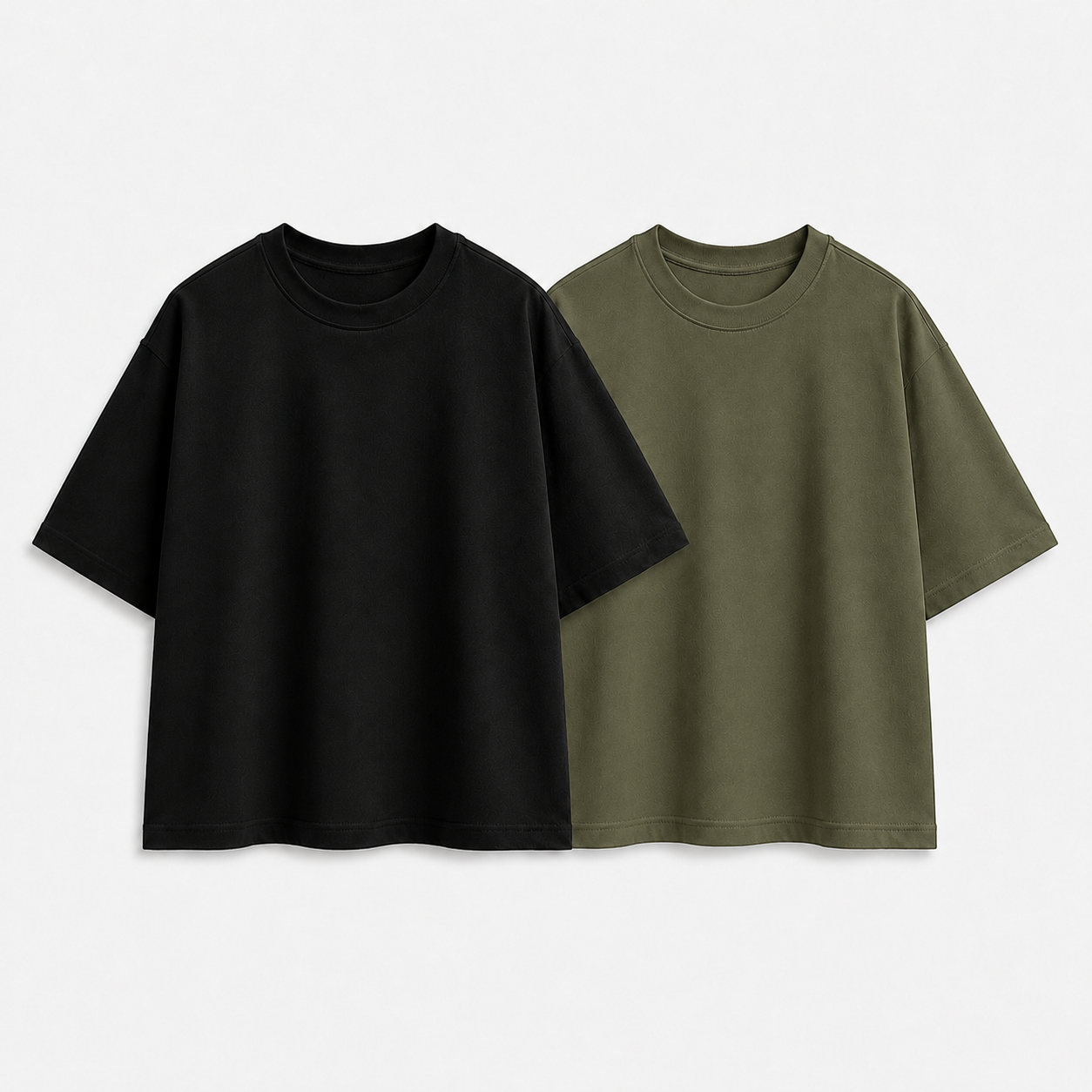 AM SIGNATURE OVERSIZED COTTON PACK OF 2 TEES - BLACK & OLIVE