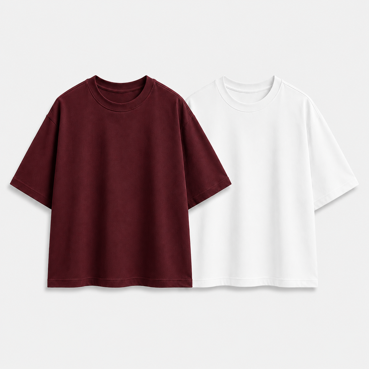 AM SIGNATURE OVERSIZED COTTON PACK OF 2 TEES - MAROON & WHITE