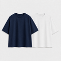 AM SIGNATURE OVERSIZED COTTON PACK OF 2 TEES - NAVY & WHITE