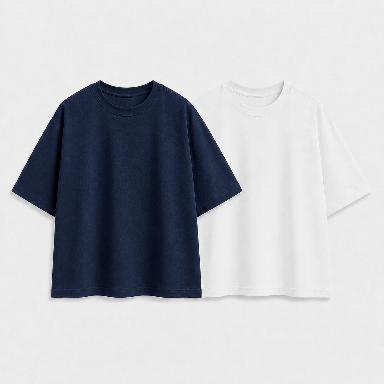 AM SIGNATURE OVERSIZED COTTON PACK OF 2 TEES - NAVY & WHITE