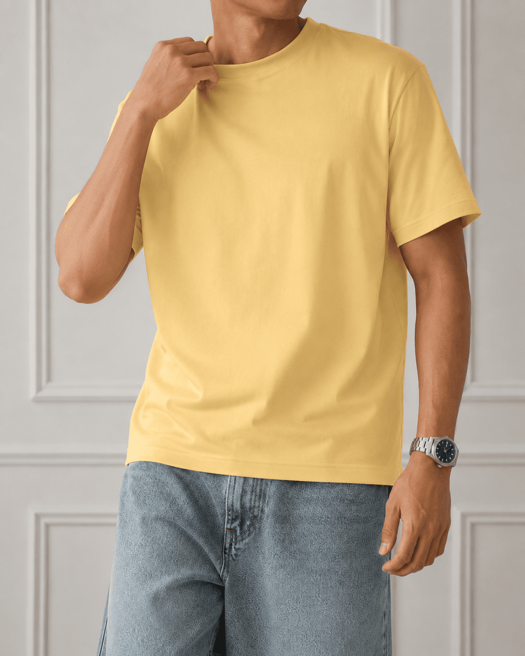 AM SIGNATURE OVERSIZED COTTON T-SHIRT - BEIGE