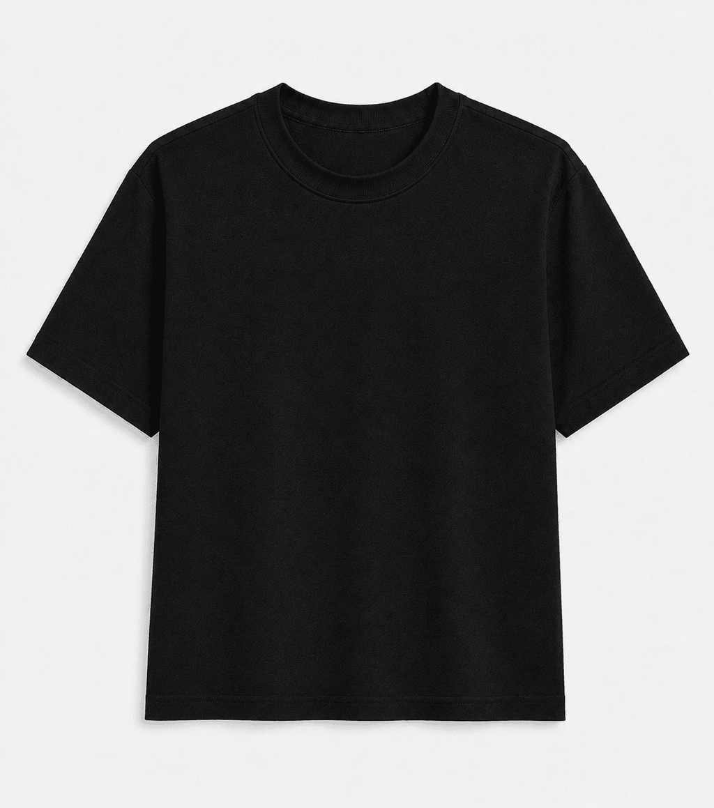 AM SIGNATURE OVERSIZED COTTON T-SHIRT - BLACK
