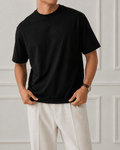 AM SIGNATURE OVERSIZED COTTON T-SHIRT - BLACK