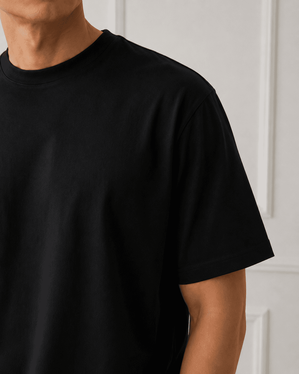 AM SIGNATURE OVERSIZED COTTON T-SHIRT - BLACK