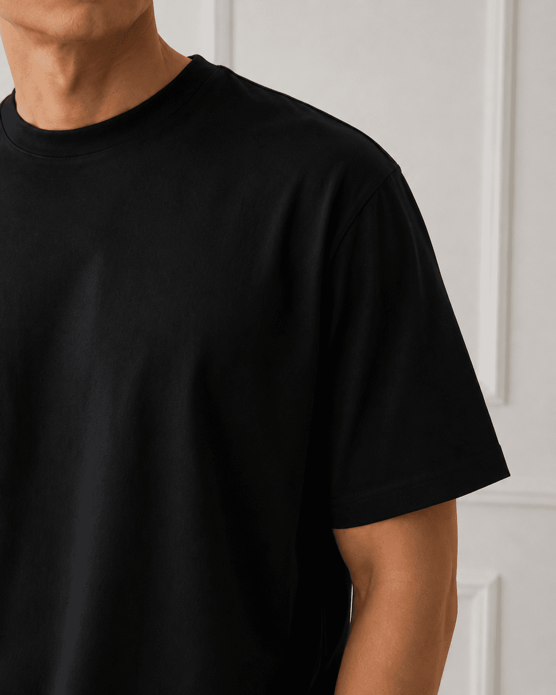 AM SIGNATURE OVERSIZED COTTON T-SHIRT - BLACK