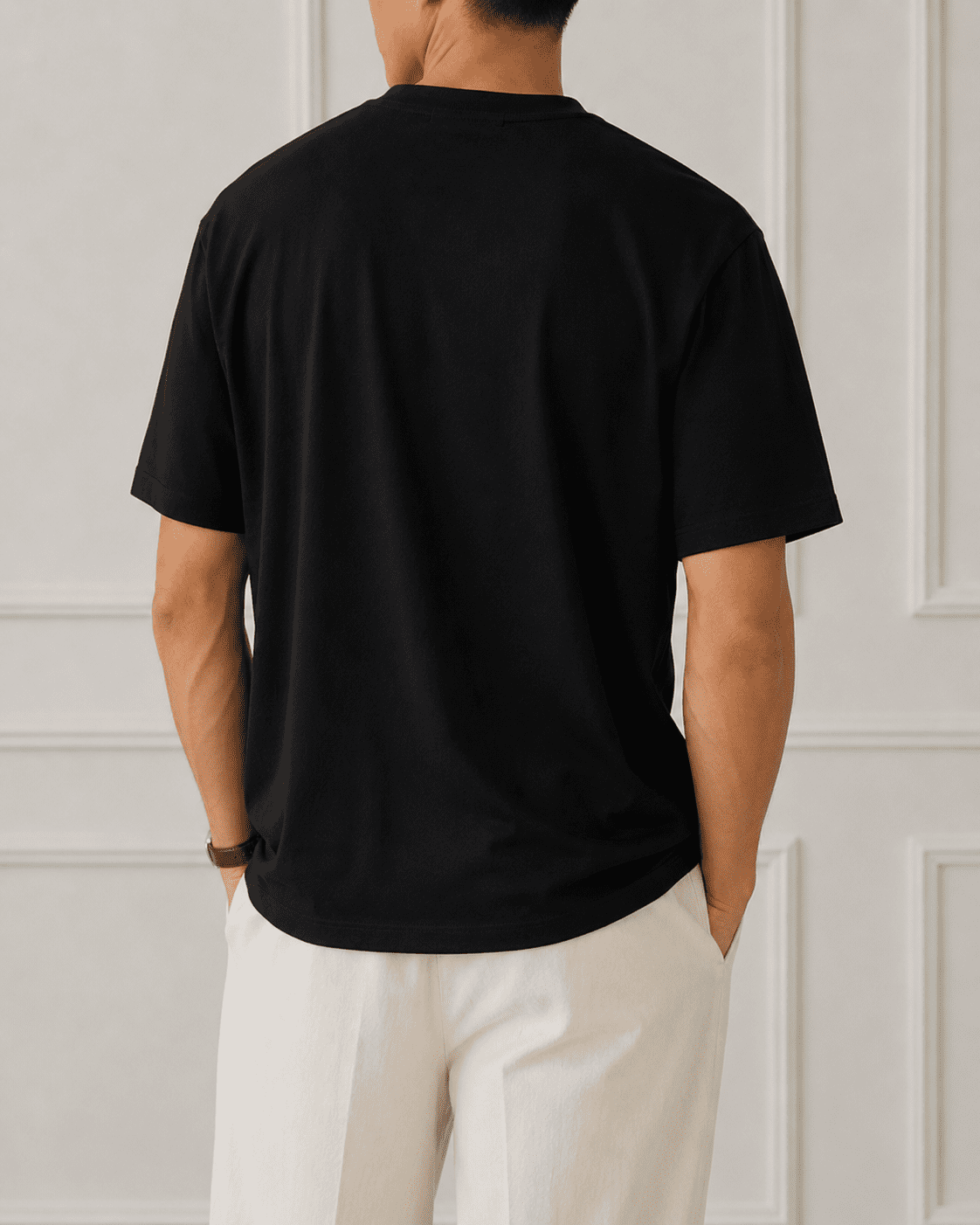 AM SIGNATURE OVERSIZED COTTON T-SHIRT - BLACK