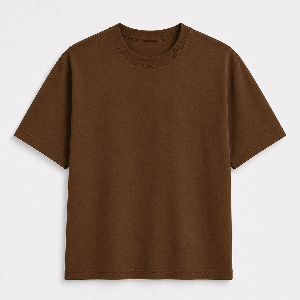AM SIGNATURE OVERSIZED COTTON T-SHIRT - BROWN