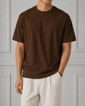 AM SIGNATURE OVERSIZED COTTON T-SHIRT - BROWN