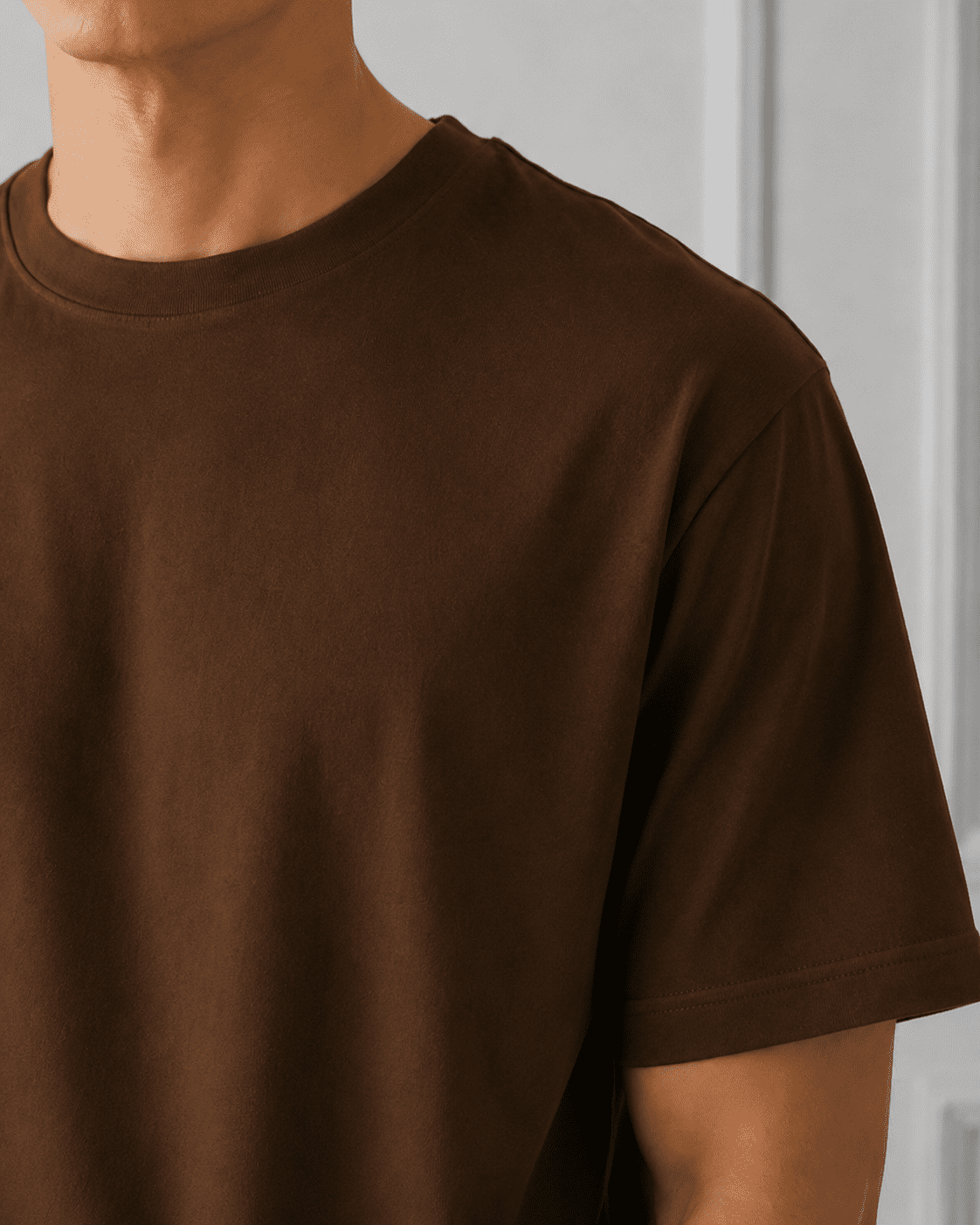 AM SIGNATURE OVERSIZED COTTON T-SHIRT - BROWN