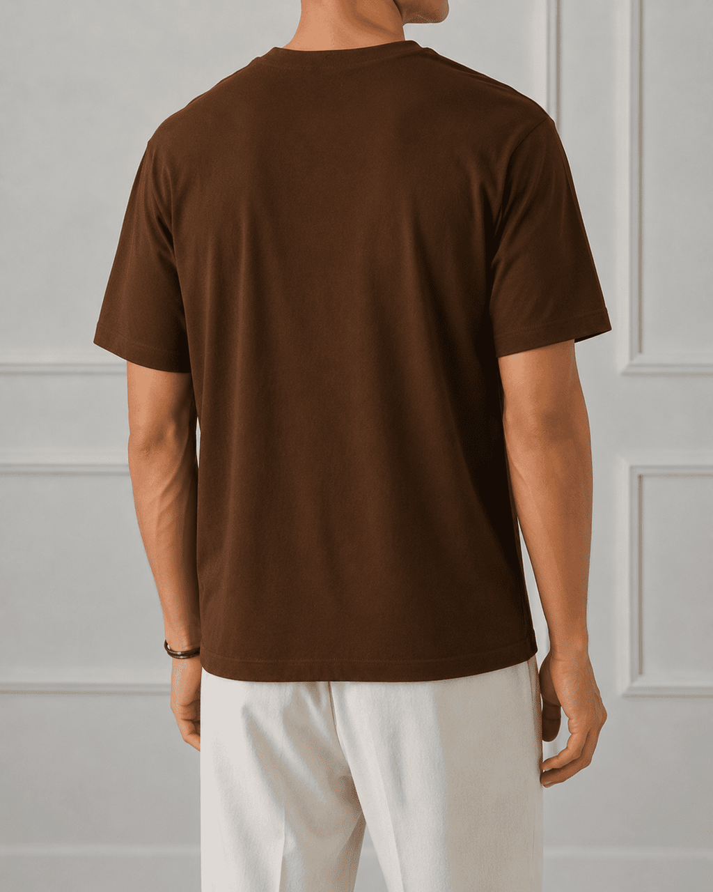 AM SIGNATURE OVERSIZED COTTON T-SHIRT - BROWN