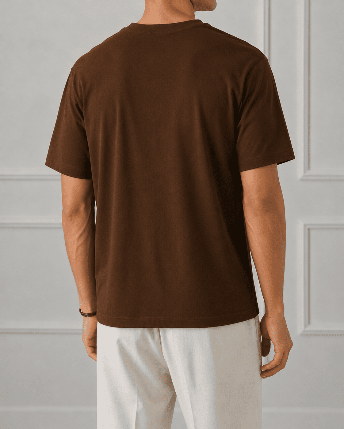 AM SIGNATURE OVERSIZED COTTON T-SHIRT - BROWN