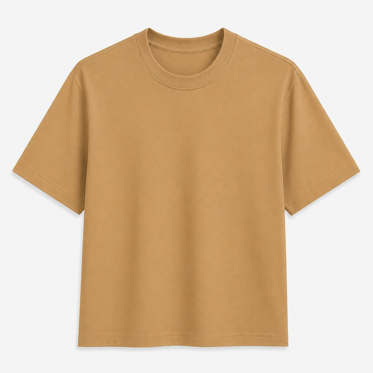 AM SIGNATURE OVERSIZED COTTON T-SHIRT - CAMEL BROWN