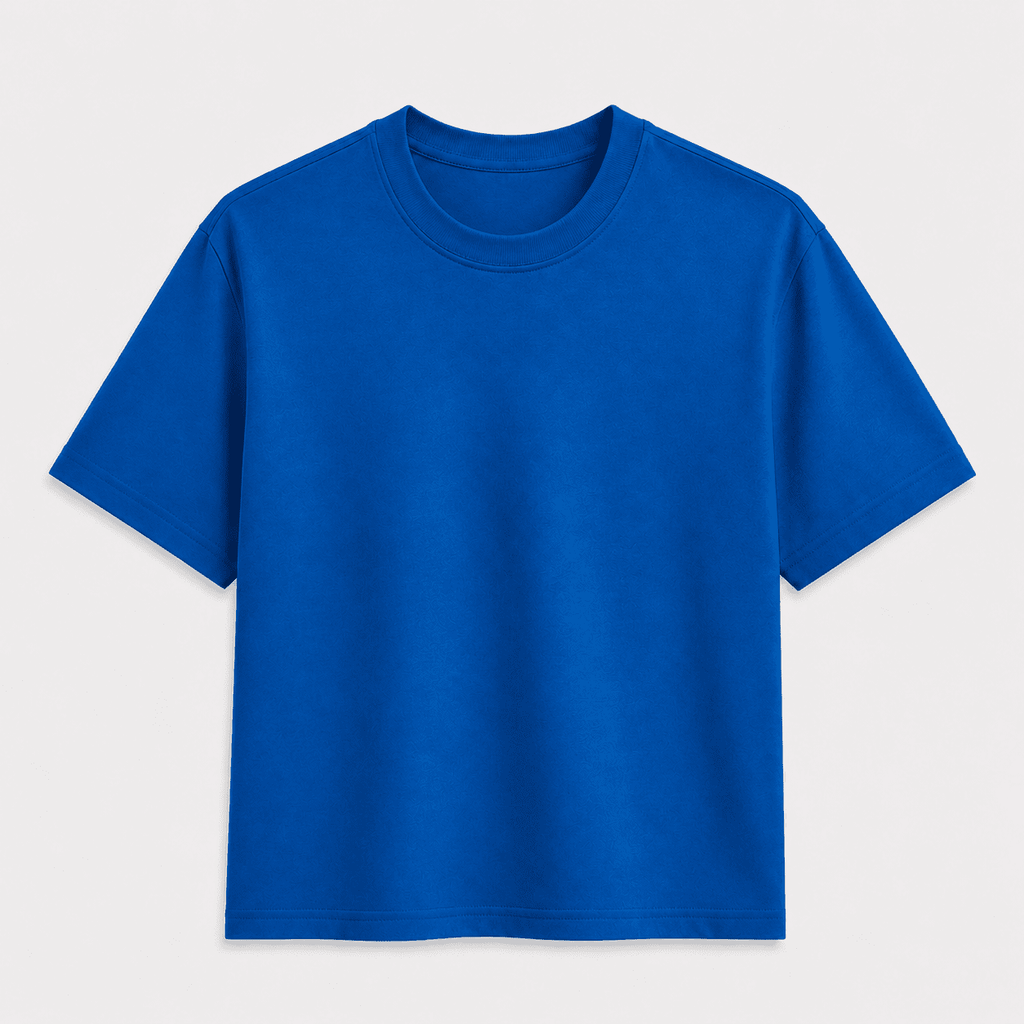 AM SIGNATURE OVERSIZED COTTON T-SHIRT - COBALT BLUE