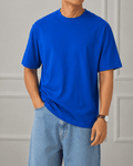 AM SIGNATURE OVERSIZED COTTON T-SHIRT - COBALT BLUE