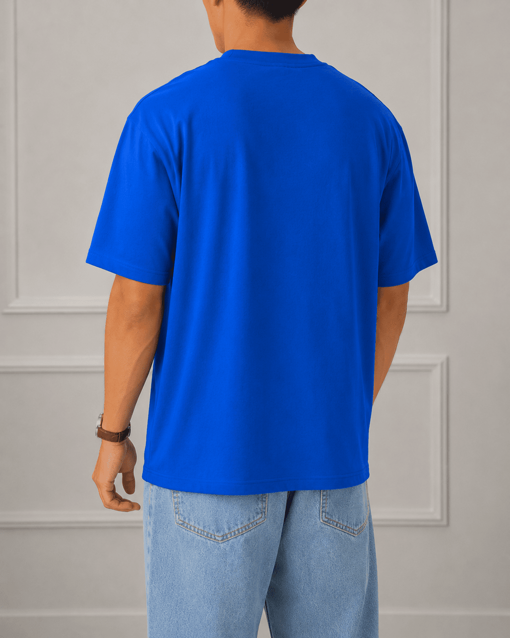 AM SIGNATURE OVERSIZED COTTON T-SHIRT - COBALT BLUE