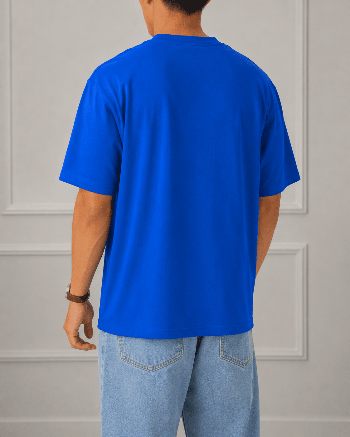 AM SIGNATURE OVERSIZED COTTON T-SHIRT - COBALT BLUE