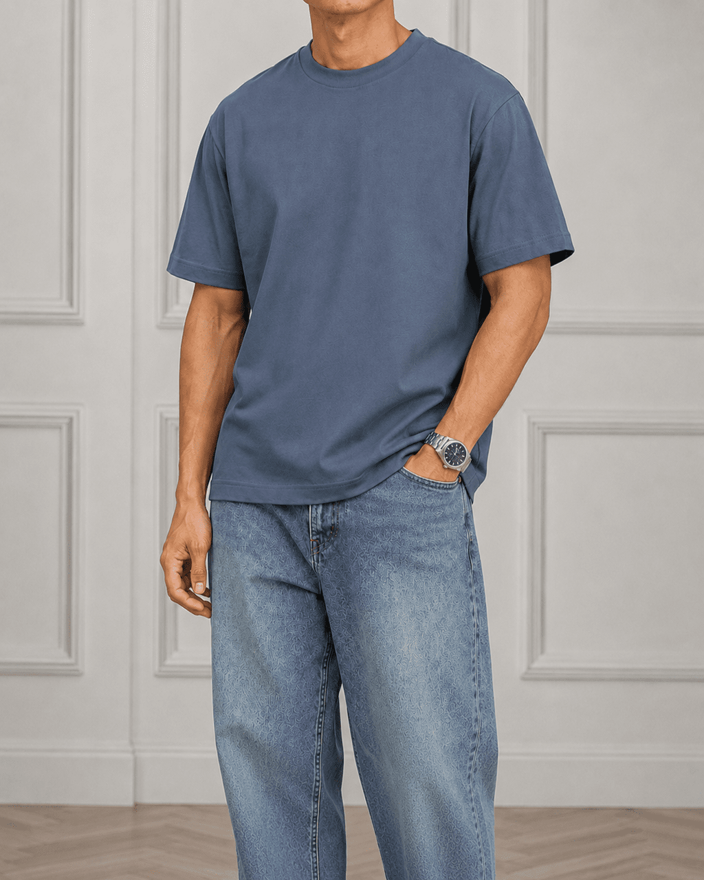 AM SIGNATURE OVERSIZED COTTON T-SHIRT - GRAPHITE GREY