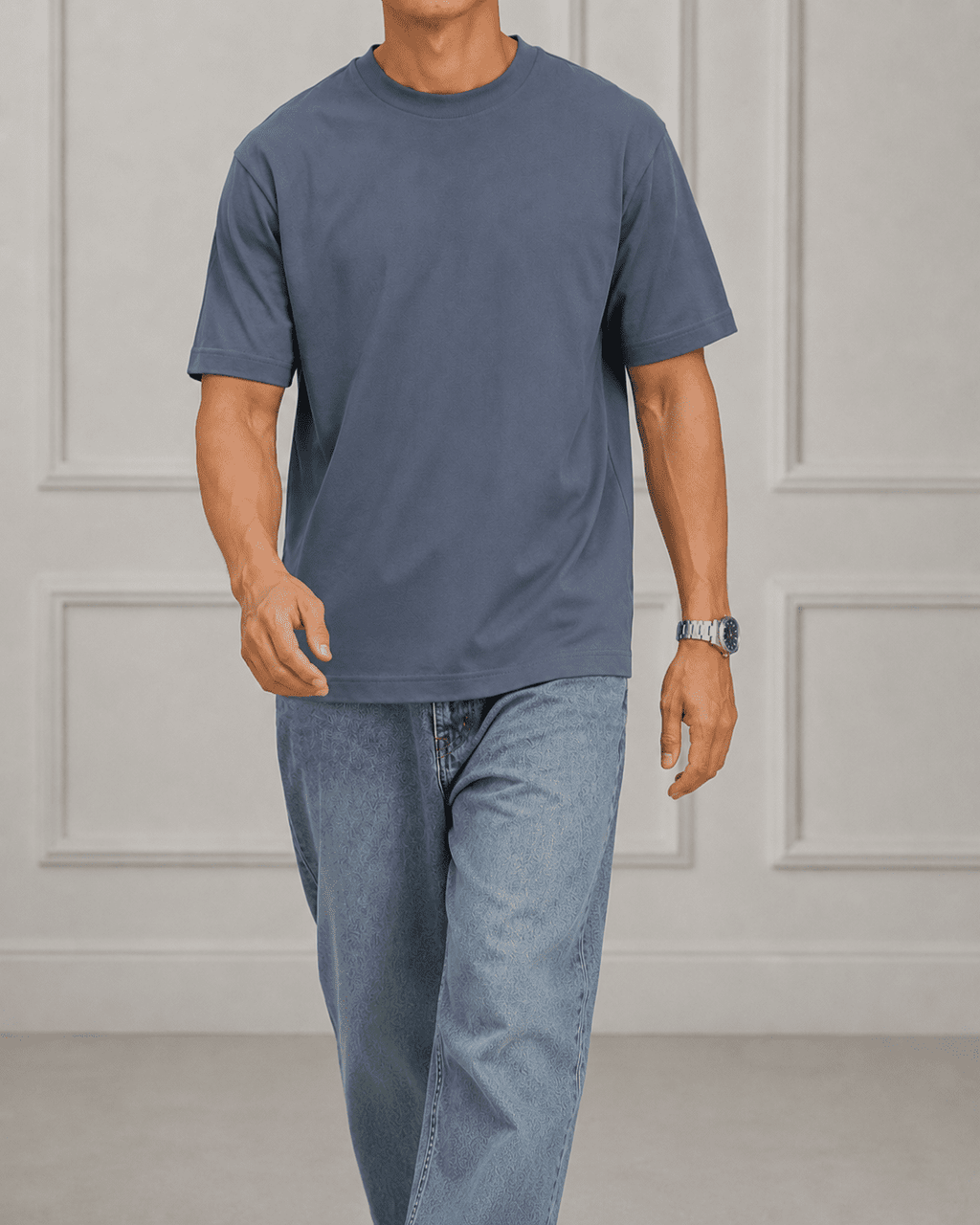 AM SIGNATURE OVERSIZED COTTON T-SHIRT - GRAPHITE GREY