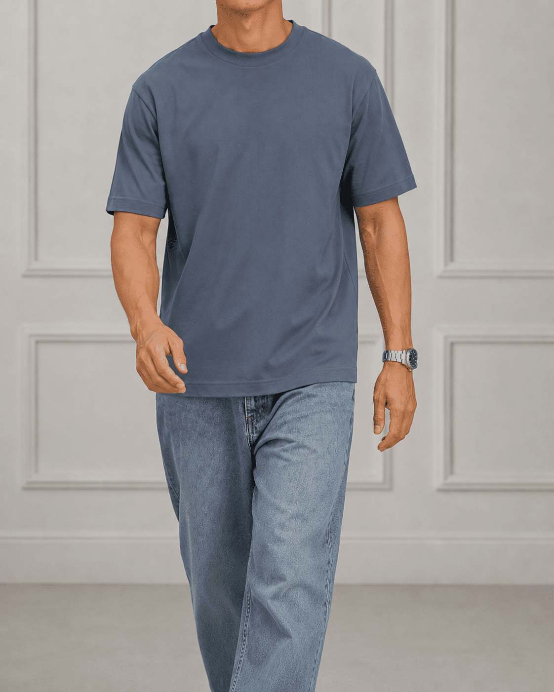 AM SIGNATURE OVERSIZED COTTON T-SHIRT - GRAPHITE GREY