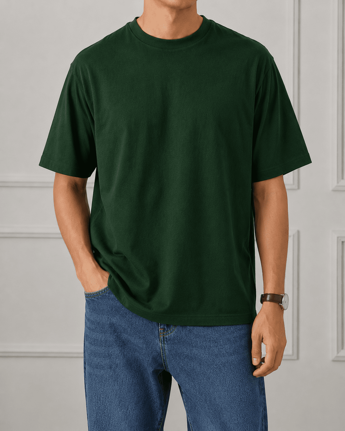 AM SIGNATURE OVERSIZED COTTON T-SHIRT - GREEN