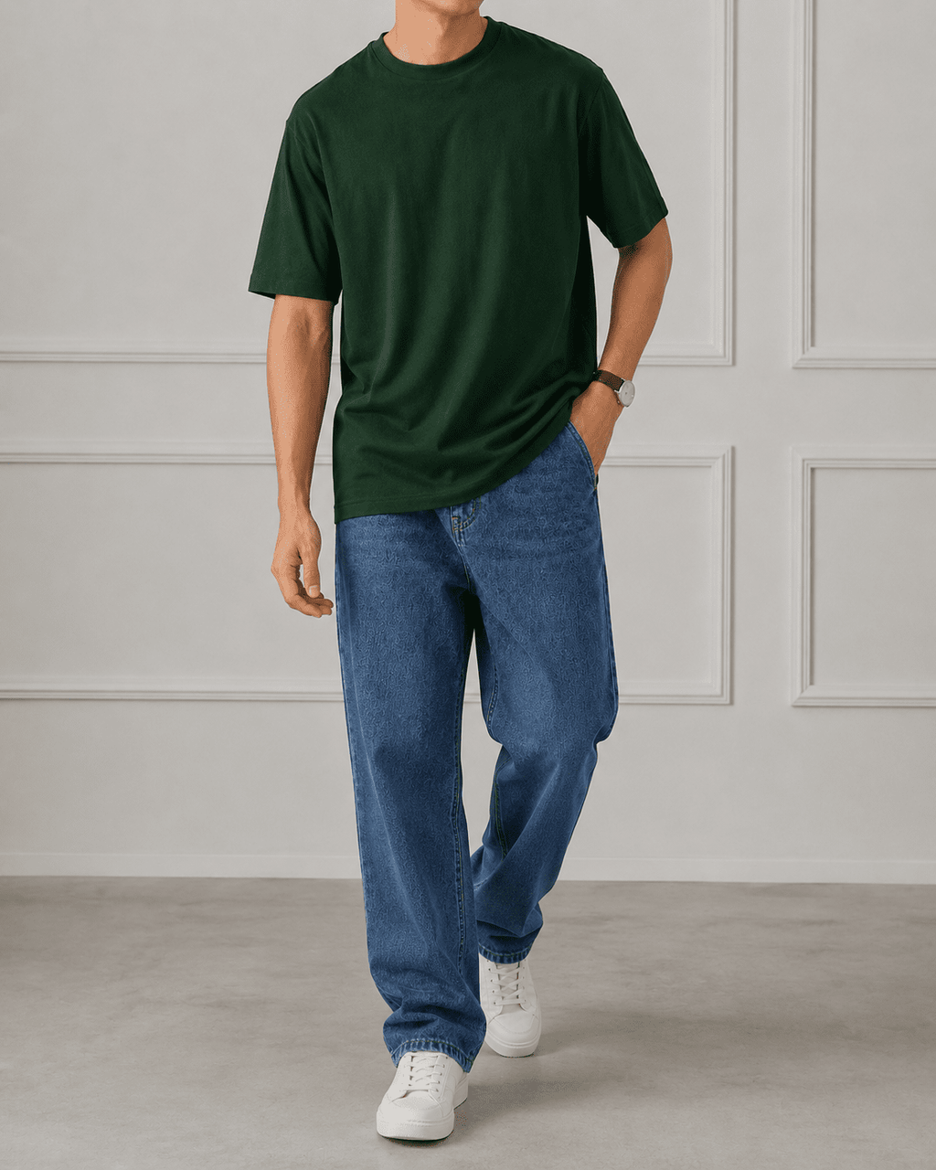 AM SIGNATURE OVERSIZED COTTON T-SHIRT - GREEN