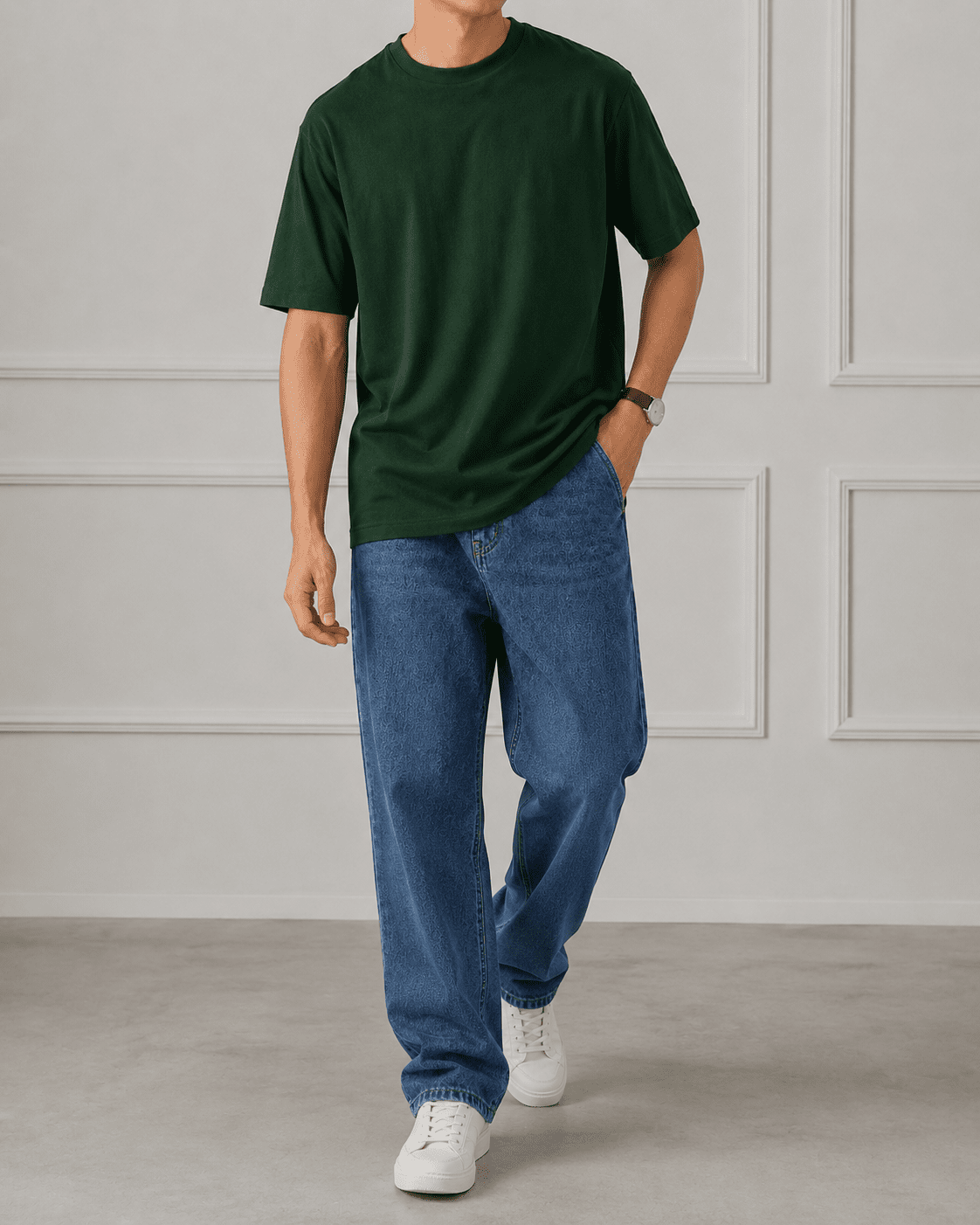 AM SIGNATURE OVERSIZED COTTON T-SHIRT - GREEN