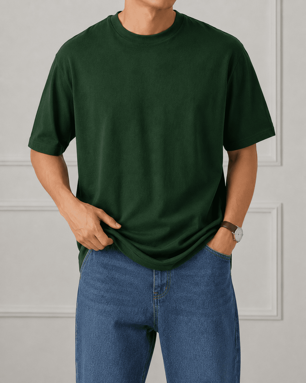 AM SIGNATURE OVERSIZED COTTON T-SHIRT - GREEN