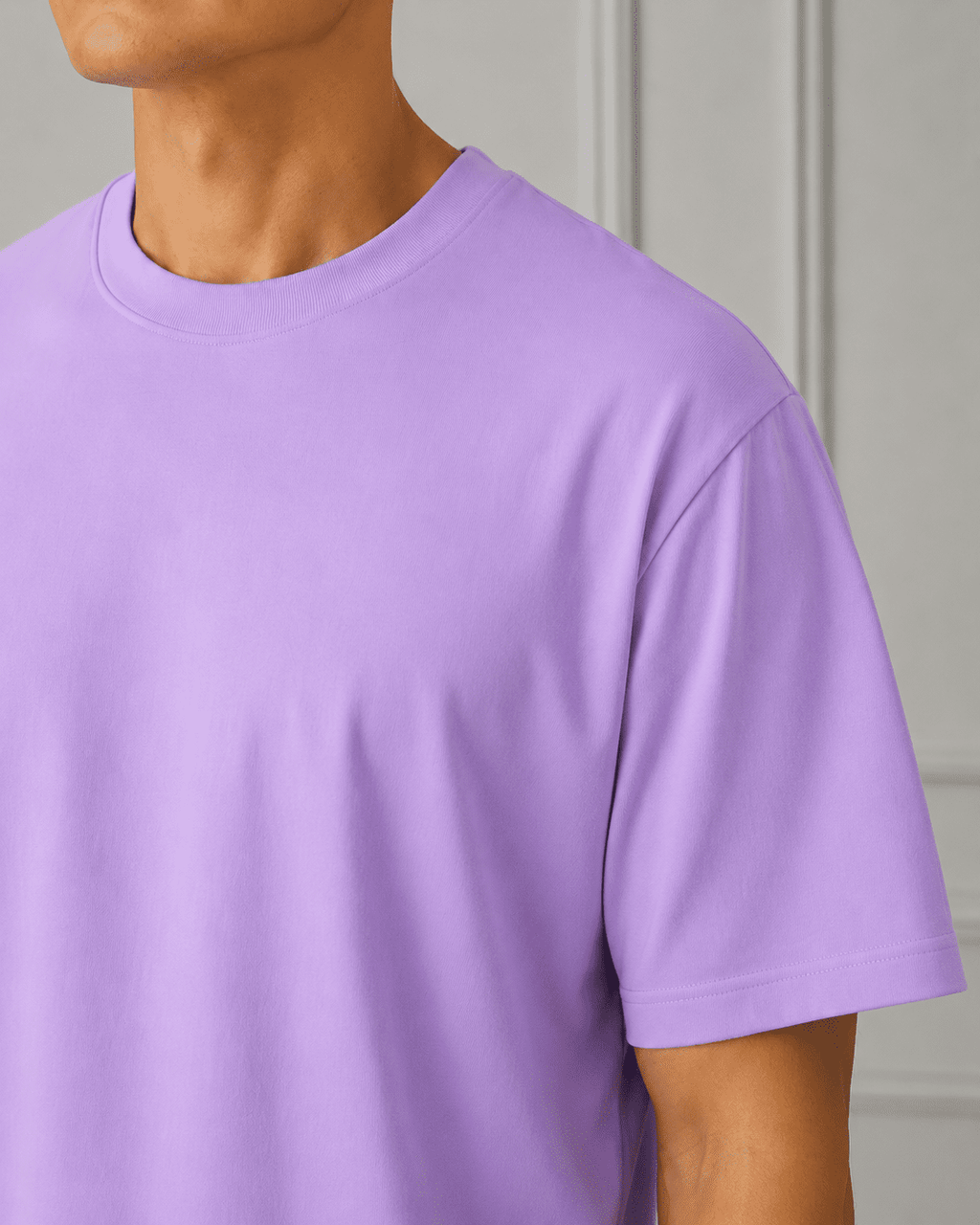 AM SIGNATURE OVERSIZED COTTON T-SHIRT - LIGHT LILAC